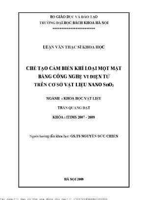 Chế Tạo Cảm Biến Khí Nano SnO2 Bằng Công Nghệ Vi Điện Tử