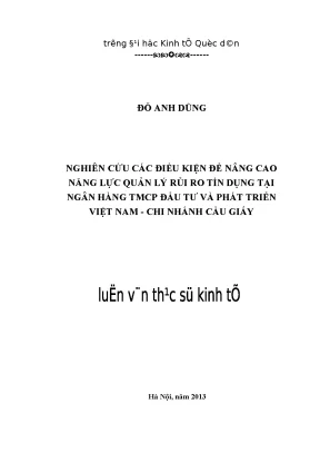 Nâng Cao Năng Lực Quản Lý Rủi Ro Tín Dụng Tại Ngân Hàng 