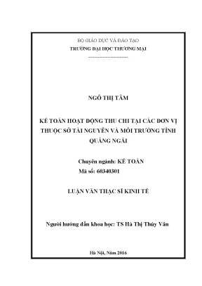 Kế Toán Hoạt Động Thu Chi Tại Sở Tài Nguyên Và Môi