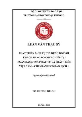 Phát Triển Dịch Vụ Tín Dụng Cho Doanh Nghiệp Tại BIDV: 