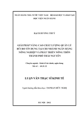 Giải Pháp Nâng Cao Quản Lý Rủi Ro Tín Dụng Tại Ngân Hàng