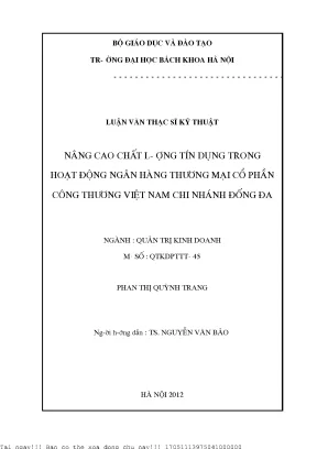 Nâng cao chất lượng tín dụng tại Ngân hàng Thương mại Cổ