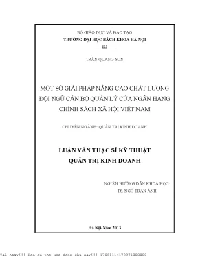 Giải Pháp Nâng Cao Chất Lượng Đội Ngũ Cán Bộ Quản Lý
