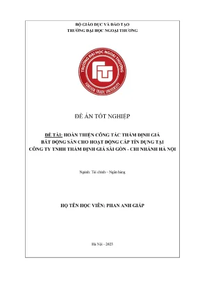 Hoàn thiện công tác thẩm định giá bất động sản cho hoạt
