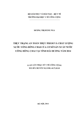 Thực Trạng An Toàn Thực Phẩm Nước Uống Đóng Chai Tại Hải