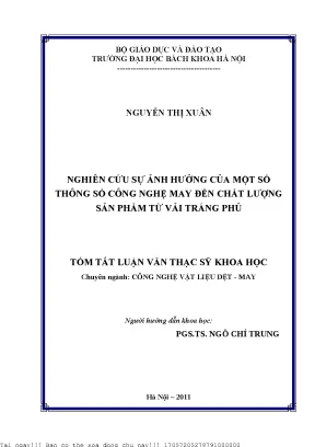 Nghiên Cứu Ảnh Hưởng Của Thông Số Công Nghệ May Đến Chất 