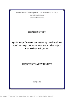 Quản Trị Rủi Ro Hoạt Động Tại Ngân Hàng Thương Mại Cổ