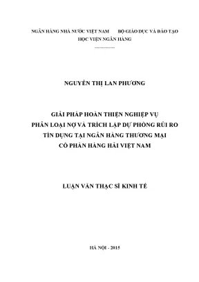 Giải Pháp Hoàn Thiện Nghiệp Vụ Phân Loại Nợ Tín Dụng Tại