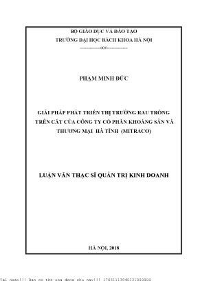 Giải Pháp Phát Triển Thị Trường Rau Trồng Trên Cát Tại