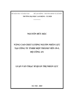 Nâng Cao Chất Lượng Nguồn Nhân Lực Tại Công Ty TNHH Một
