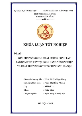 Giải Pháp Nâng Cao Chất Lượng Bảo Đảm Tiền Vay Tại Ngân 