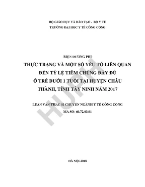 Nghiên Cứu Tình Hình Tiêm Chủng Đầy Đủ Ở Trẻ Dưới 1 Tuổi