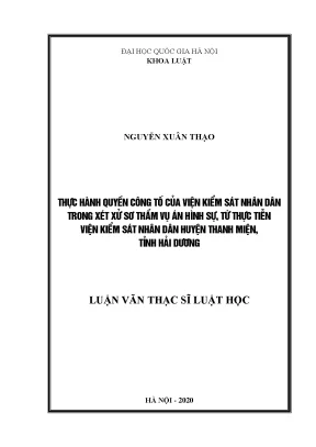 Thực Hành Quyền Công Tố Trong Xét Xử Sơ Thẩm Vụ Án Hình