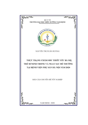 Thực Trạng Chăm Sóc Thiết Yếu Bà Mẹ và Trẻ Sơ Sinh Tại 