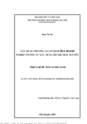Phương Án Cổ Phần Hóa Doanh Nghiệp Tại Công Ty Xây Dựng