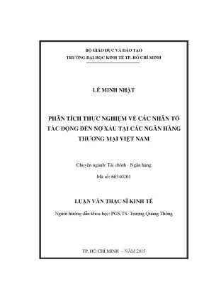 Phân Tích Các Nhân Tố Tác Động Đến Nợ Xấu Tại Ngân Hàng