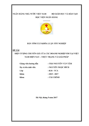 Hiện Tượng Chuyển Giá Của Doanh Nghiệp FDI Tại Việt Nam: