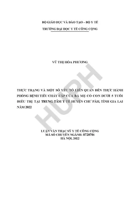 Thực Hành Phòng Bệnh Tiêu Chảy Cấp Ở Bà Mẹ Có Con Dưới 5