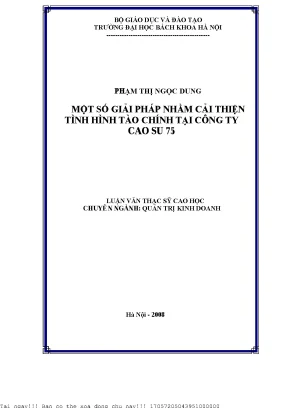 Giải Pháp Cải Thiện Tình Hình Tài Chính Tại Công Ty Cao