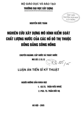 Nghiên Cứu Mô Hình Kiểm Soát Chất Lượng Nước Hồ Đô Thị