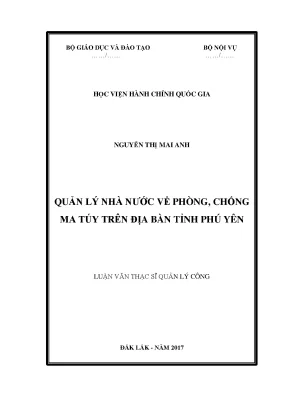 Quản Lý Nhà Nước Về Phòng, Chống Ma Túy Tại Tỉnh Phú Yên