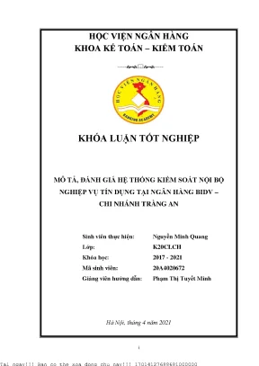 Đánh Giá Hệ Thống Kiểm Soát Nội Bộ Nghiệp Vụ Tín Dụng