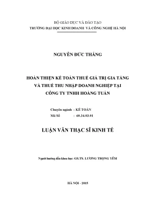 Hoàn thiện kế toán thuế GTGT và thuế TNDN tại Công ty