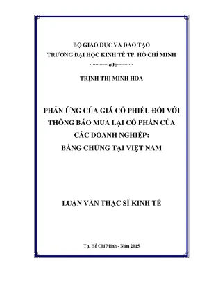 Phản Ứng Giá Cổ Phiếu Đối Với Thông Báo Mua Lại Cổ Phần