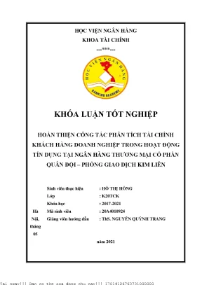 Phân Tích Tài Chính Khách Hàng Doanh Nghiệp Tại Ngân