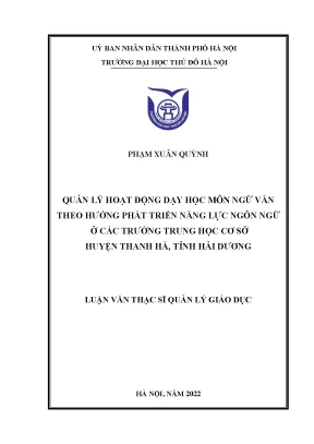 Quản Lý Hoạt Động Dạy Học Môn Ngữ Văn Tại Trường Trung 