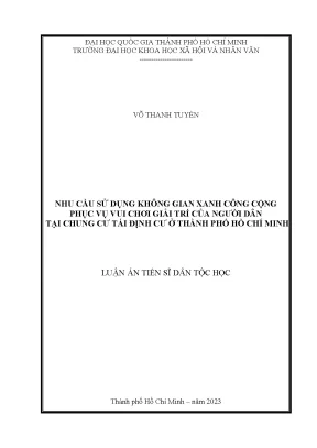 Nhu Cầu Sử Dụng Không Gian Xanh Công Cộng Tại Chung Cư 