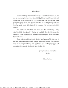 Chiến Lược Phát Triển Ngành Du Lịch Tỉnh Quảng Ninh Đến