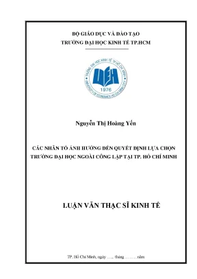 Những Nhân Tố Ảnh Hưởng Đến Quyết Định Lựa Chọn Trường