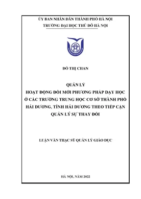 Quản Lý Đổi Mới Phương Pháp Dạy Học Tại Trường Trung Học 