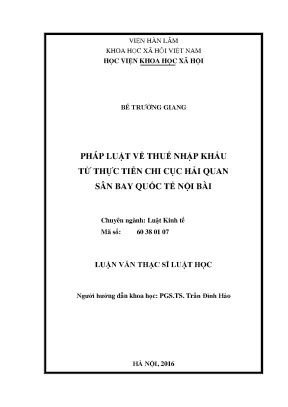 Pháp Luật Về Thuế Nhập Khẩu Từ Thực Tiễn Chi Cục Hải