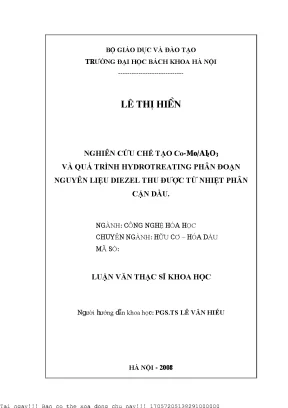 Nghiên Cứu Chế Tạo Xúc Tác Co-Mo/Al2O3 và Quá Trình