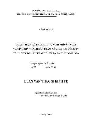 Hoàn thiện kế toán tập hợp chi phí sản xuất và tính giá