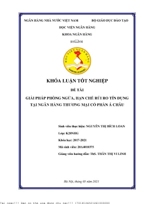 Giải Pháp Phòng Ngừa Rủi Ro Tín Dụng Tại Ngân Hàng TMCP