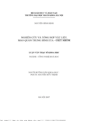 Nghiên Cứu Vật Liệu Mao Quản Trung Bình Nhôm Oxit