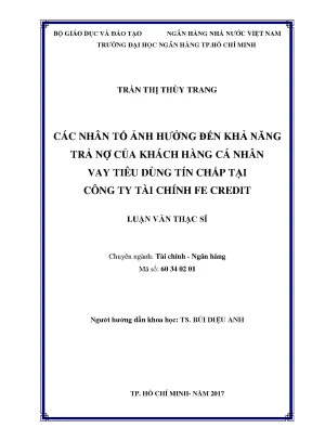 Những Nhân Tố Ảnh Hưởng Đến Khả Năng Trả Nợ Của Khách
