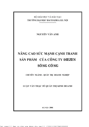 Nâng Cao Sức Mạnh Cạnh Tranh Sản Phẩm Của Công Ty ĐIEZEN 