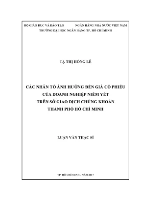 Các Nhân Tố Ảnh Hưởng Đến Giá Cổ Phiếu Doanh Nghiệp Niêm