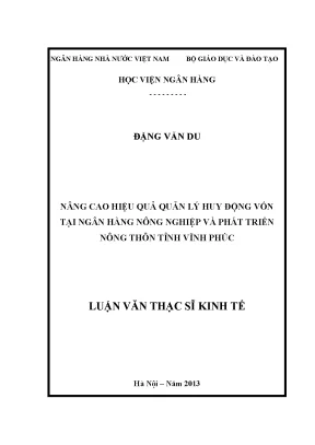 Nâng Cao Hiệu Quả Quản Lý Huy Động Vốn Tại Ngân Hàng