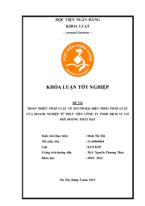 Hoàn thiện pháp luật về người đại diện theo pháp luật