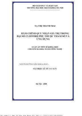 Nghiên Cứu Hàm Chính Quy Trong Đại Số Clifford Phụ Thuộc