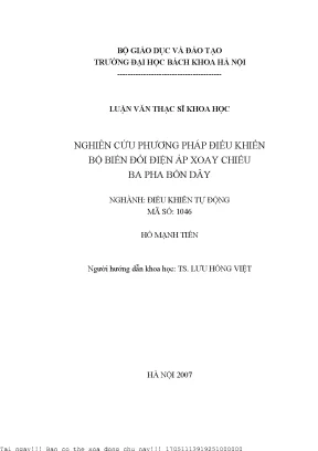 Nghiên Cứu Phương Pháp Điều Khiển Bộ Biến Đổi Điện Áp 