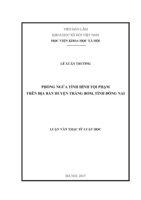 Phòng Ngừa Tình Hình Tội Phạm Tại Huyện Trảng Bom, Tỉnh