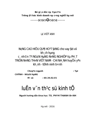 Nâng Cao Hiệu Quả Hoạt Động Cho Vay Tại Ngân Hàng Nông