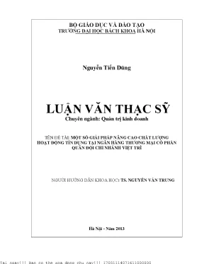 Giải Pháp Nâng Cao Chất Lượng Hoạt Động Tín Dụng Tại