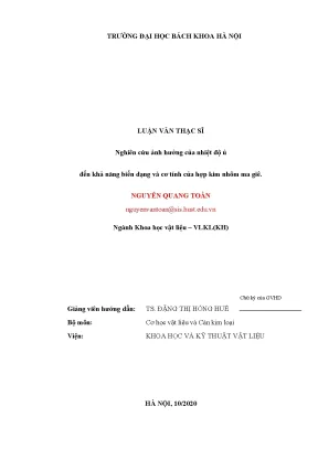 Nghiên cứu ảnh hưởng của nhiệt độ ủ đến cơ tính hợp kim